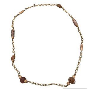 Cadoro Vintage Gold Tone Link Necklace Beaded